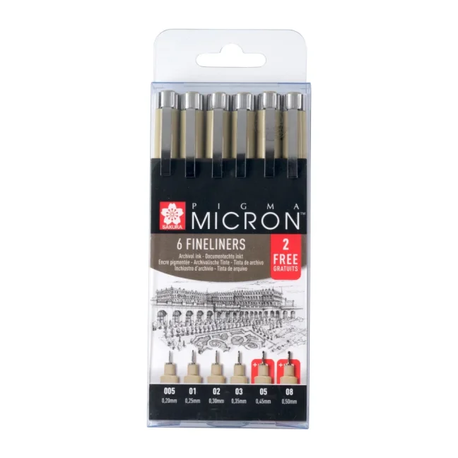 Promozione Sakura Pigma Micron fineliner set 4 + 2 gratis