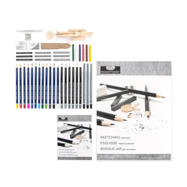 Set da disegno e schizzi in scatola di legno Royal Langnickel - set 45 pezzi