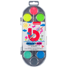 Set dječjih vodenih boja Bruynzeel - Metalne i neonske- 12 kom.