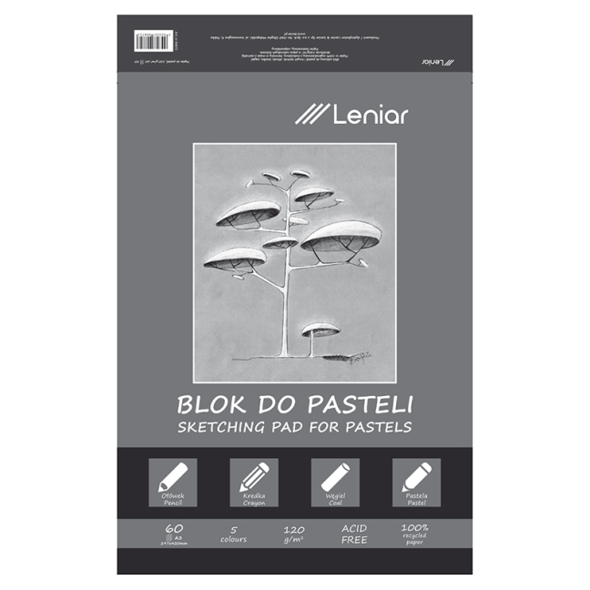 Blocco da disegno Leniar Pastel con carte colorate - vari formati - LENIAR – formato del blocco: A3