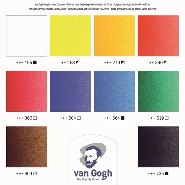 Culori acrilice Van Gogh  - combi set 10 x 40 ml