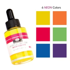 R&L Cerneală acrilică - NEON – 6 x 30 ml