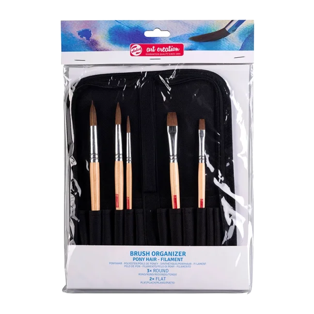 Set di pennelli con organizer per acquerello ArtCreation - set 5 pz