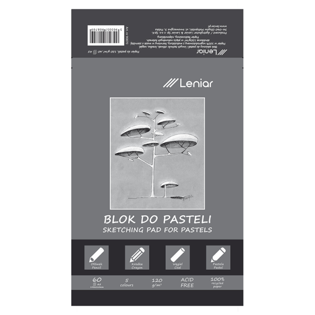 Blocco da disegno Leniar Pastel con carte colorate - vari formati - LENIAR – formato del blocco: A5