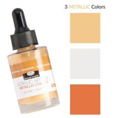 R&L Cerneală acrilică – METALLIC – 3 x 30 ml