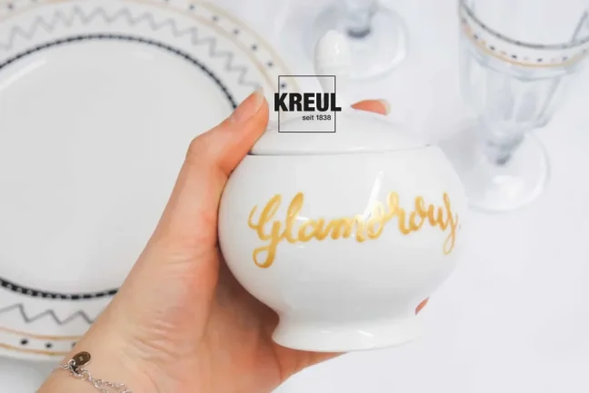 KREUL Set di pennarelli per vetro e porcellana GLAMOUR – 4 pz