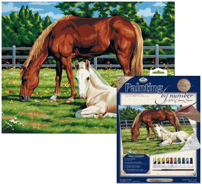 R&L Pictură după numere pe pânză – Horses in Field