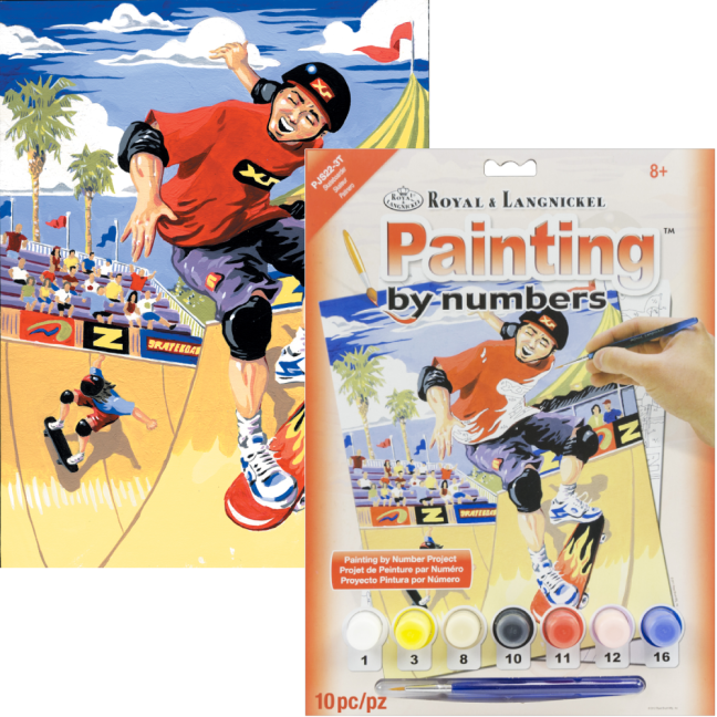 Számozott kifestő A4 formátumban - gördeszkás