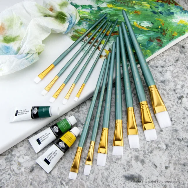 Ecsetek szintetikus szőrrel lapos - 12 darabos készlet - RSET-9309