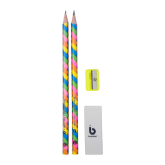 Bruynzeel Set di matite in grafite neon - 2 matite HB + temperino e gomma