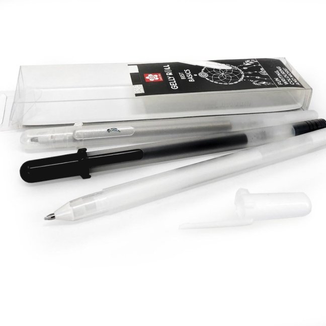 Sakura Penne Gel Metalliche - set 3 pz - nero, bianco, trasparente