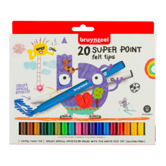 Bruynzeel 20 Super Point Felt Tips - Set Carioci Colorate