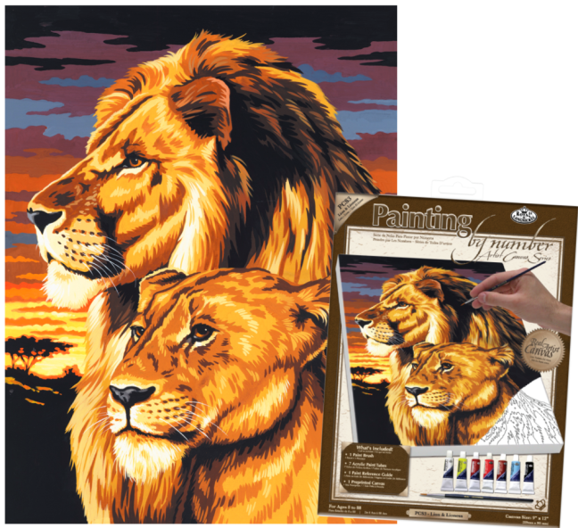 R&L Pictură după numere pe pânză – Lion & Lioness