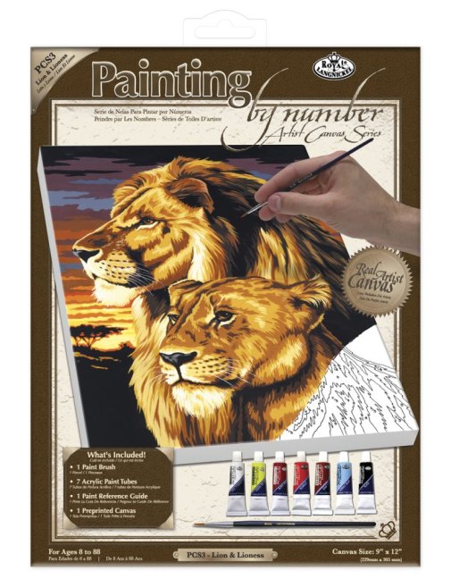 R&L Pictură după numere pe pânză – Lion & Lioness