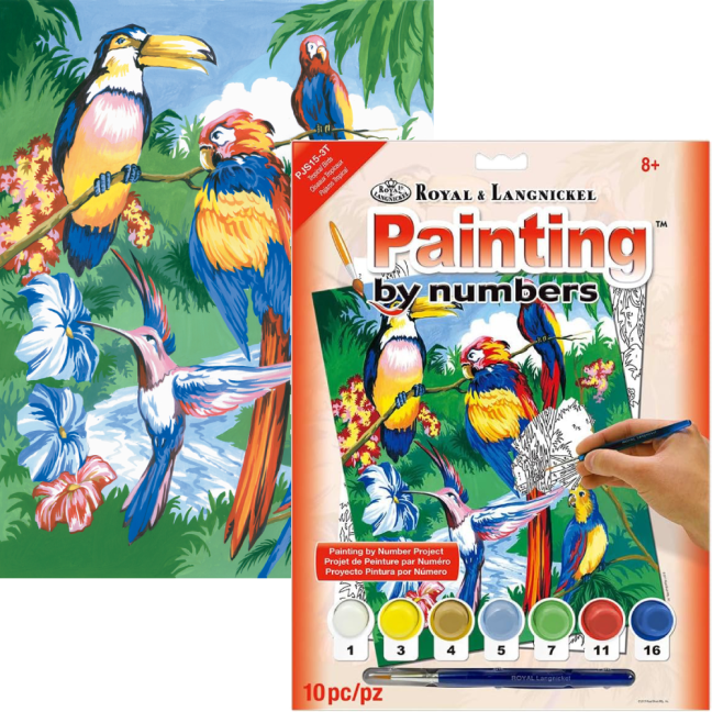 Számozott kifestő A4 formátumban - Trópusi madarak