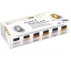 KREUL Set di colori metallici per vetro e porcellana - 6 x 20 ml