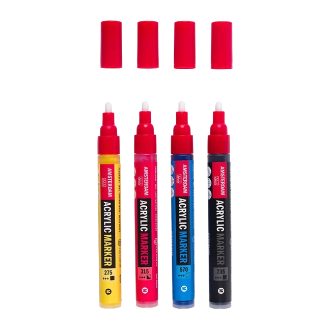 AMSTERDAM akril filctollak - Intro set 4 x 4 mm