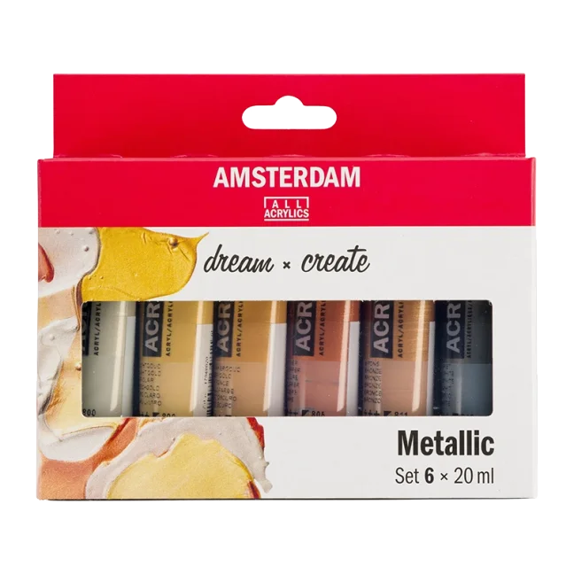 Colori acrilici Amsterdam - set 6 x 20ml - Metallici