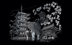 R&L Vyškrabovací obrázok – Kyoto Temple
