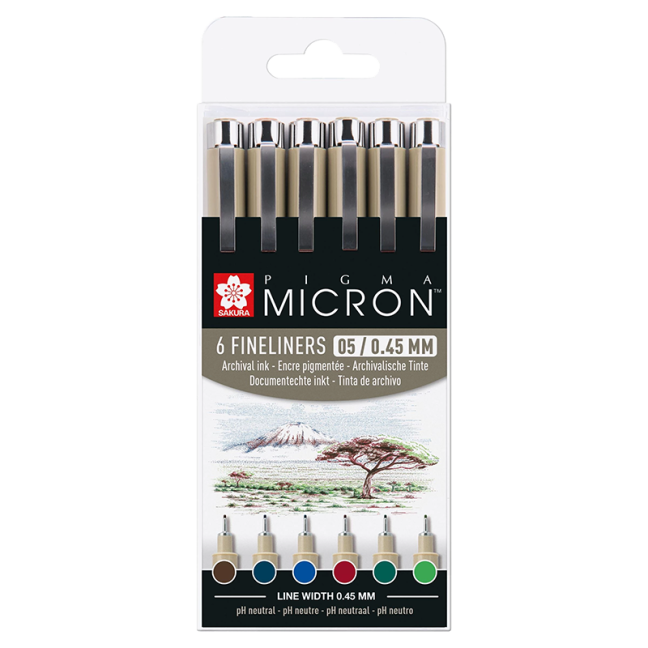Sakura Pigma® Micron 05 Earth - set 6 kosov