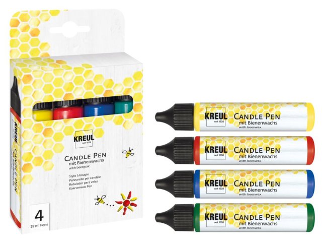KREUL Set CANDLE PEN per pittura su candele – 4 pz