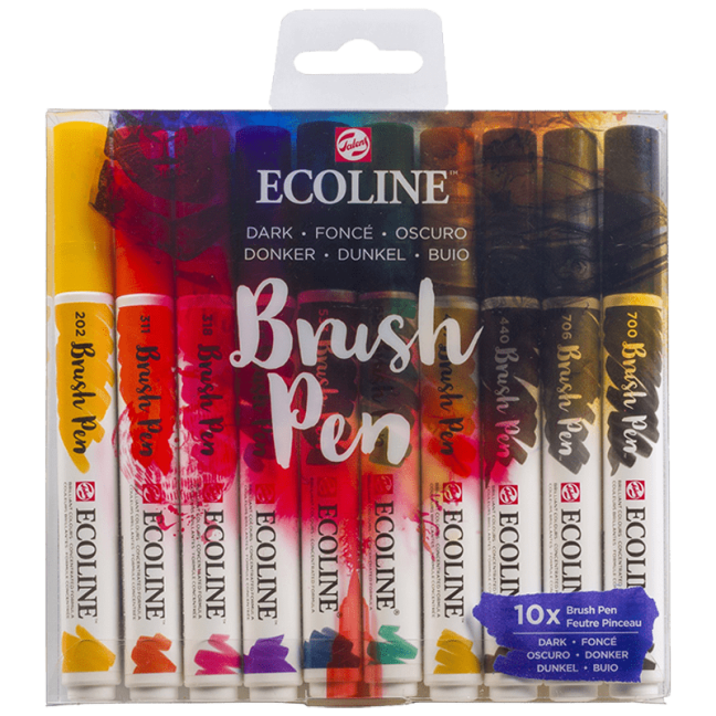 Pennarelli Acquerello Ecoline - set 10 pz - Dark