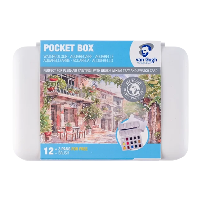 Akvarelne barve Van Gogh Žepna škatlica 12 polovičnih lončkov + 3 Gratis