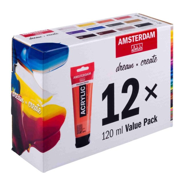 Amsterdam Standard Series – set culori acrilice 12 × 120 ml