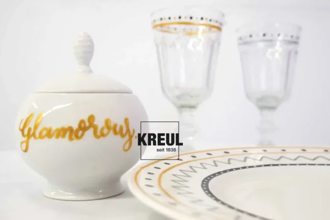 KREUL Set di pennarelli per vetro e porcellana GLAMOUR – 4 pz
