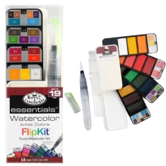 Cestovní akvarelové barvy Royal Langnickel FlipKit - 19 ks
