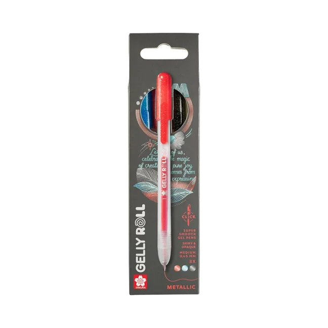 Sakura Gelly Roll metalické gélové perá, sada 3 ks