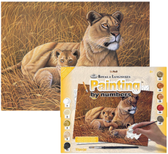 Pittura con numeri formato A3 - Leone africano con cuccioli