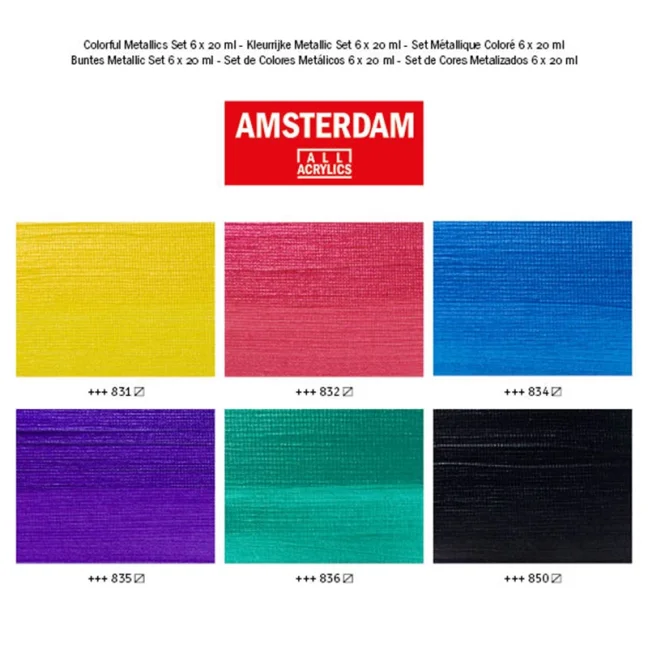 Akrilne barve Amsterdam - set 6 x 20ml - Barviti kovinski odtenki