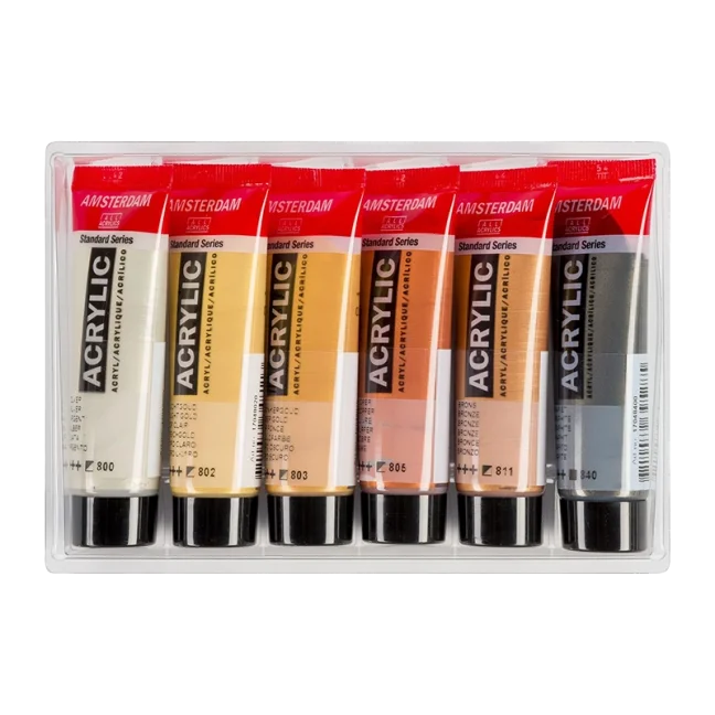Colori acrilici Amsterdam - set 6 x 20ml - Metallici