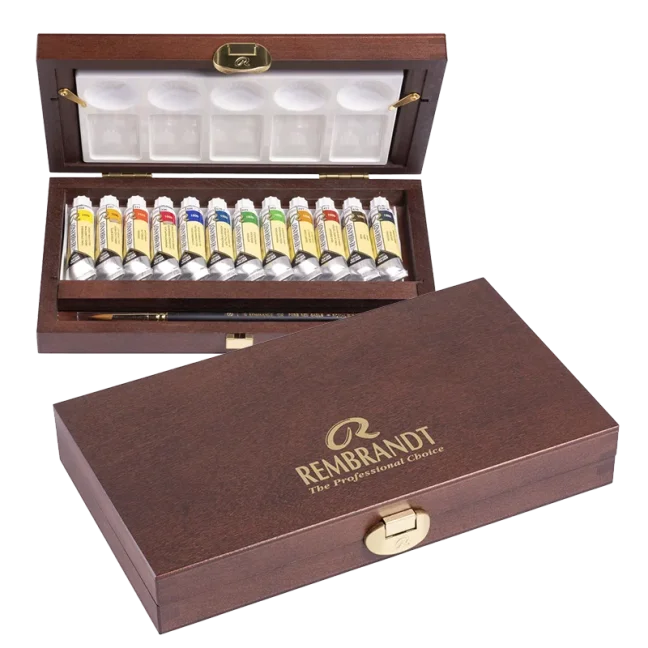 Rembrandt Tradizionale Acquerello scatola in legno 12 x 10 ml tubi + accessori