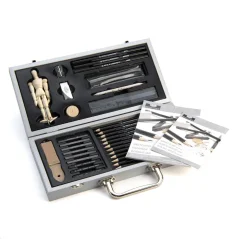 Set da disegno in scatola di legno per principianti - set 66 pezzi