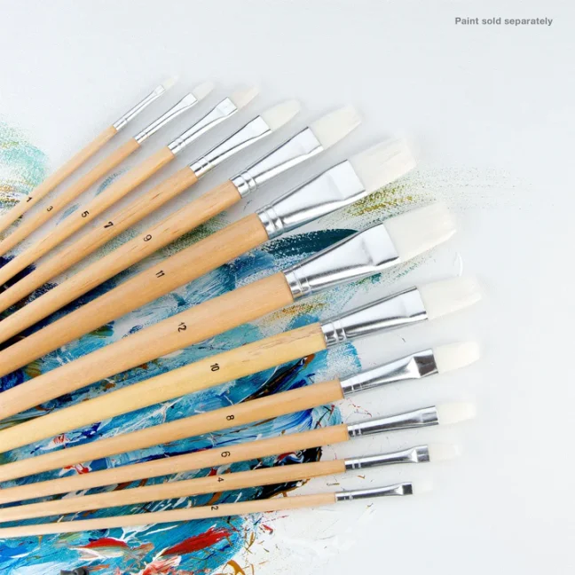 Pennelli piatti con setole bianche - set da 12 pezzi