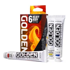 GOLDEN Set di introduzione colori acrilici Heavy Body - 6 x 22 ml