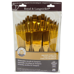 Výhodná umelecká sada štetcov Royal Langnickel - Brown - 25 ks set