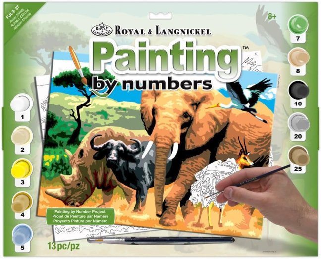 Pittura con numeri formato A3 - Animali africani