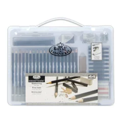 Set de schițe Royal Langnickel în cutie transparentă, 44 piese
