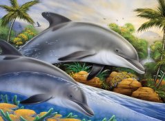 Pittura per numeri formato A3 - Delfini