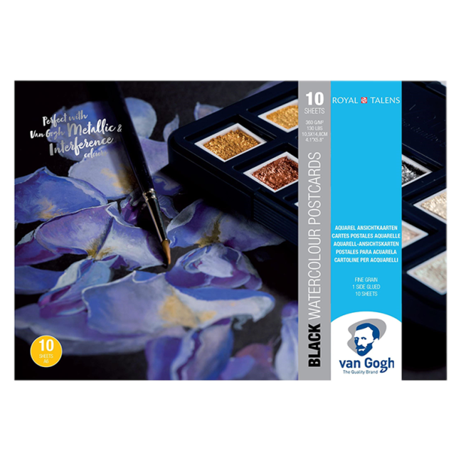 Van Gogh Carta acquerello nera 10,5x14,8 cm (A6), 360 g, 10 fogli
