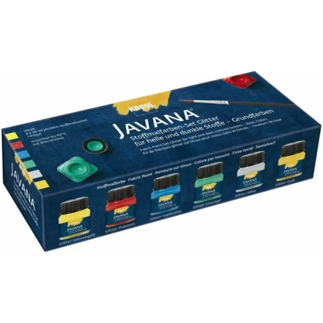 KREUL Textilfesték készlet JAVANA – GLITTER – 6 x 20 ml
