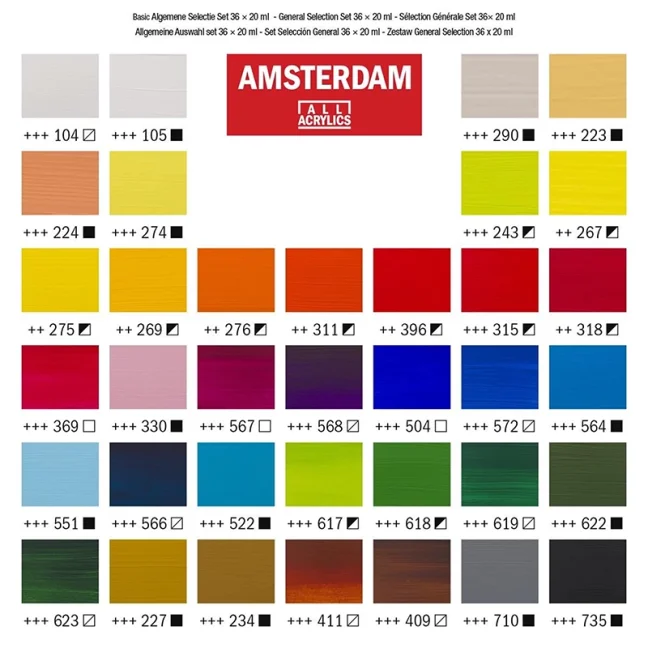 Amsterdam akril festékek - 36 x 20 ml készlet - General selection