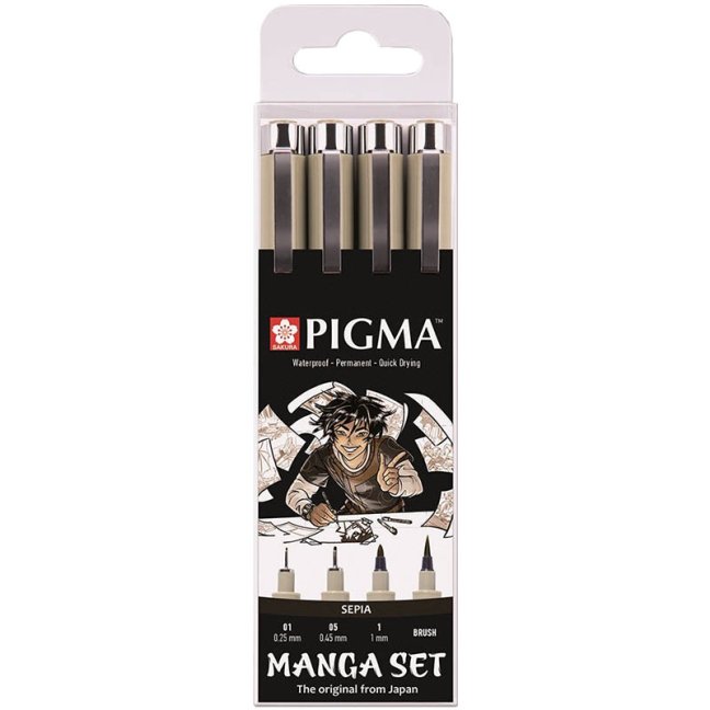 Sakura Pigma® Micron Manga penne seppia - set da 4 pezzi