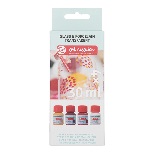 Art Creation set per vetro e porcellana trasparente Pink Frost - 4x30 ml