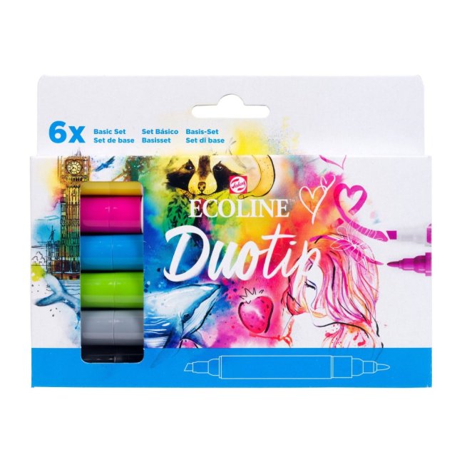 Ecoline Duotip pennarelli Set base | 6 colori