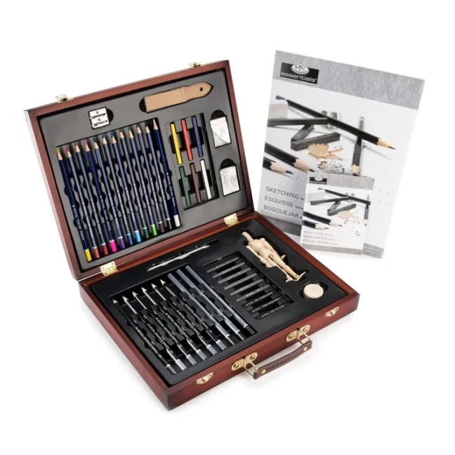 Set da disegno e schizzi in scatola di legno Royal Langnickel - set 45 pezzi