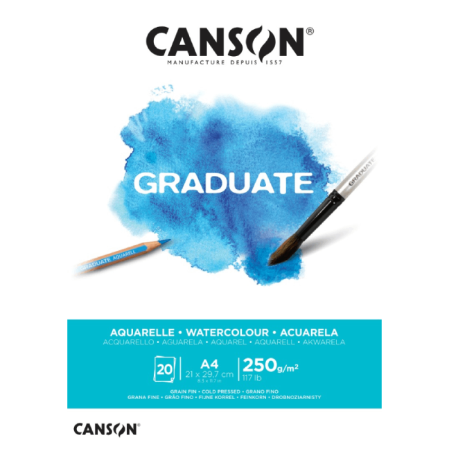 CANSON Graduate Aquarelle 250g 20 fogli - varie dimensioni